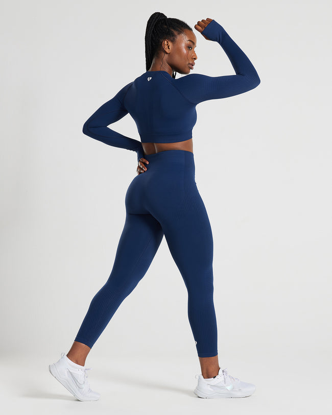 BLUE LONG SLEEVE CROP TOP WOMEN - SAPPHIRE BLUE| Women's Best US