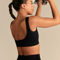 Power Seamless Open Back Mini Bra | Black