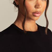 Smooth Contour Midi Short Sleeve T-Shirt | Black