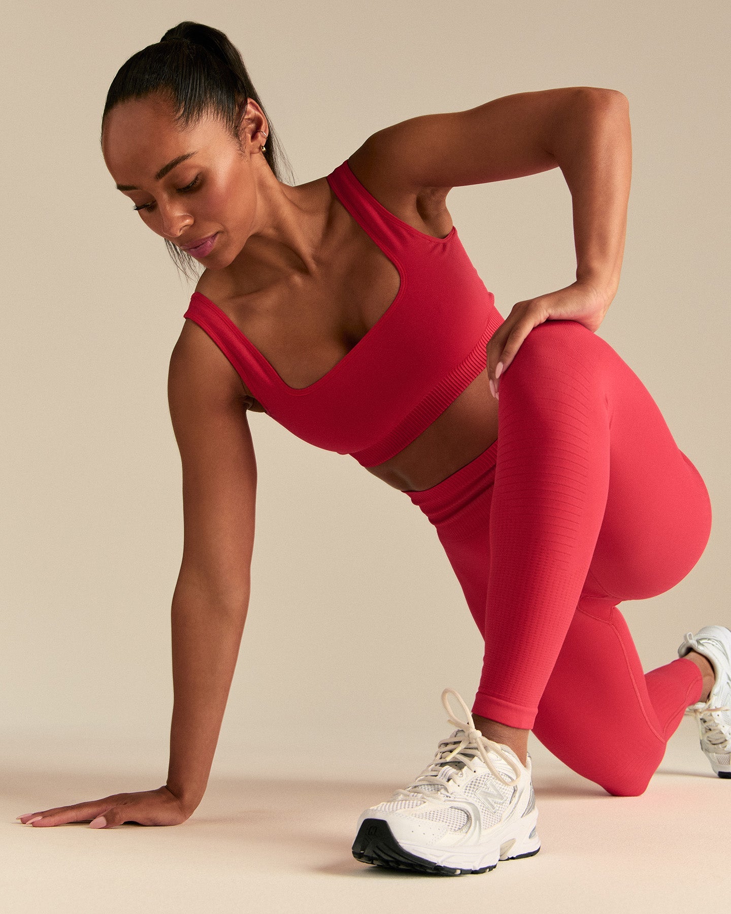 Power Seamless Open Back Mini Bra | Spicy Red