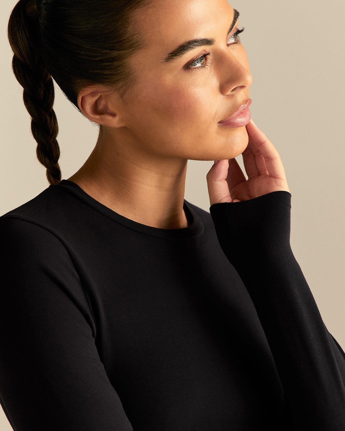 Cotton Contour Long Sleeve T-Shirt | Black