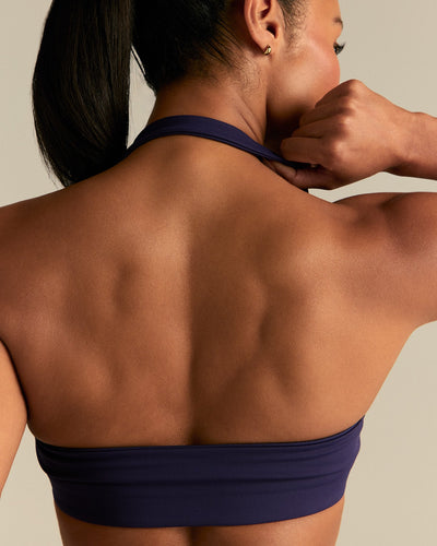 Essential Twist Front Halter Bra | Mystic Purple