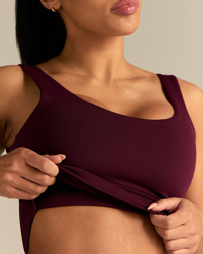 Essential Built-In Bra Scoop Back Tank | Merlot