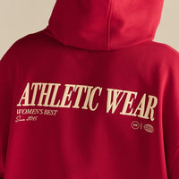 Comfort Oversized Athletic Graphic Hoodie | Candy Apple