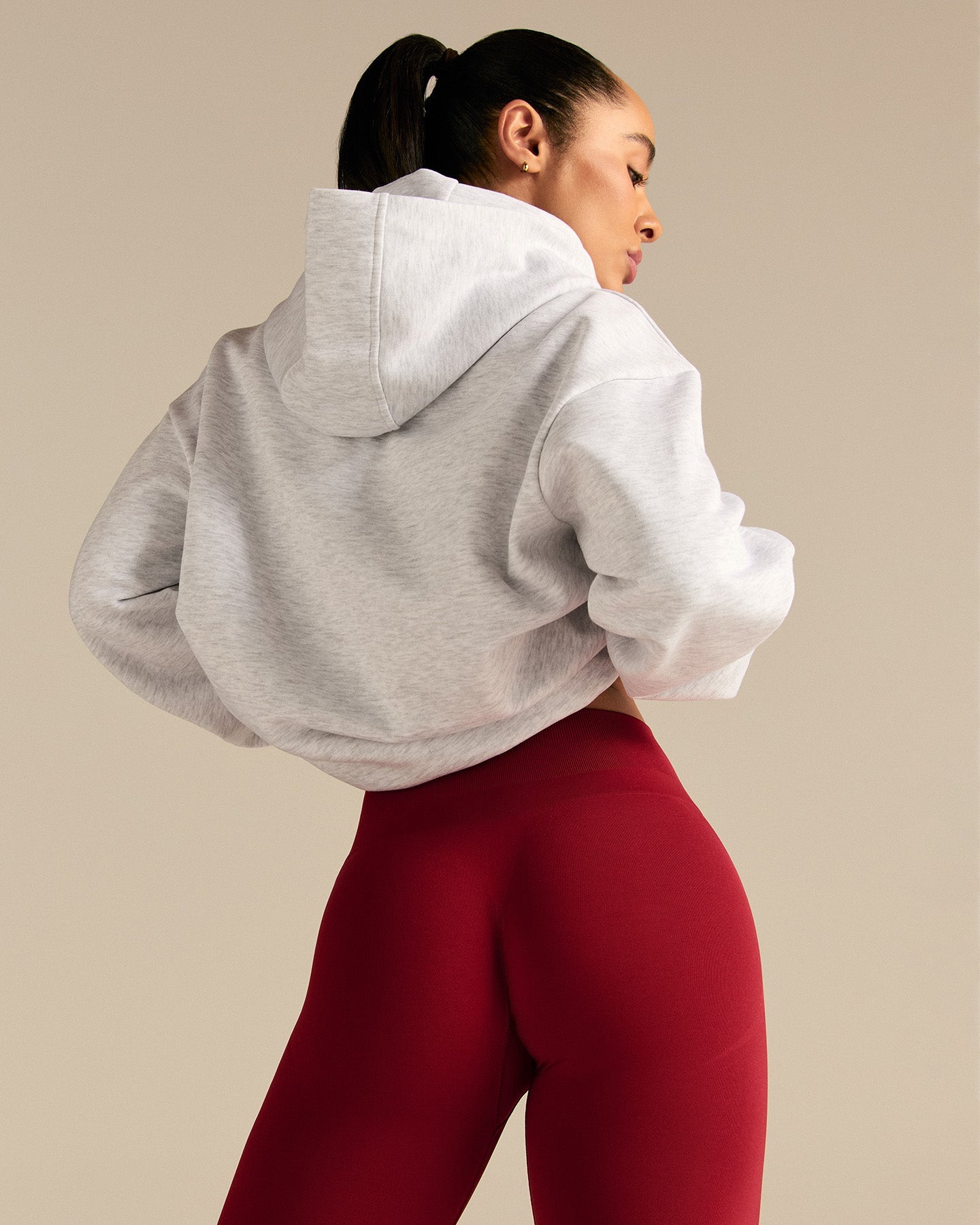 Comfort Oversized PWR Hoodie | Light Grey Marl