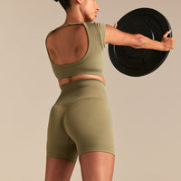 Motion Seamless Open Back Short Sleeve Crop Top | Willow