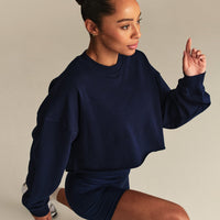 Comfort Lightweight Cropped Sweat | Sapphire Blue