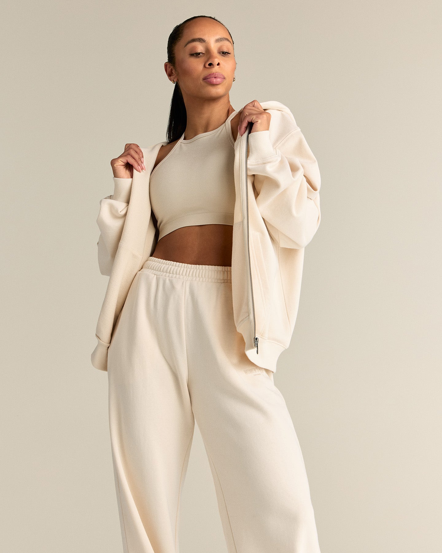 Comfort Lightweight Oversized Zip Up Hoodie | Off White