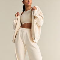 Comfort Lightweight Oversized Zip Up Hoodie | Off White