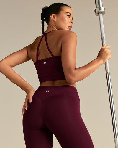 Essential Built-In Bra Crop Tank Top | Merlot