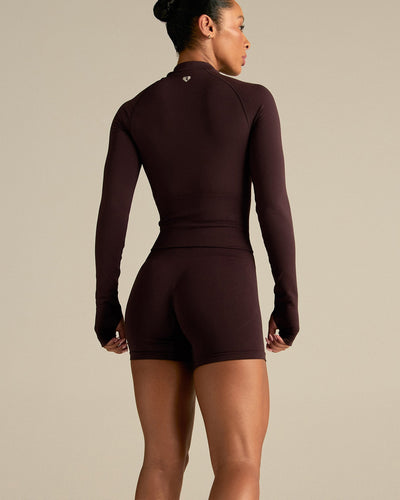 Define 2.0 Seamless Full Zip Midi Jacket | Cafe Noir