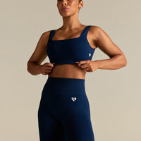 Power Seamless Open Back Mini Bra | Sapphire Blue