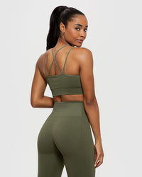 Power Seamless Sports Bra | Khaki