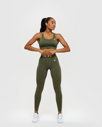 Khaki Seamless High Waist Fitted Active Leggings Shop Now