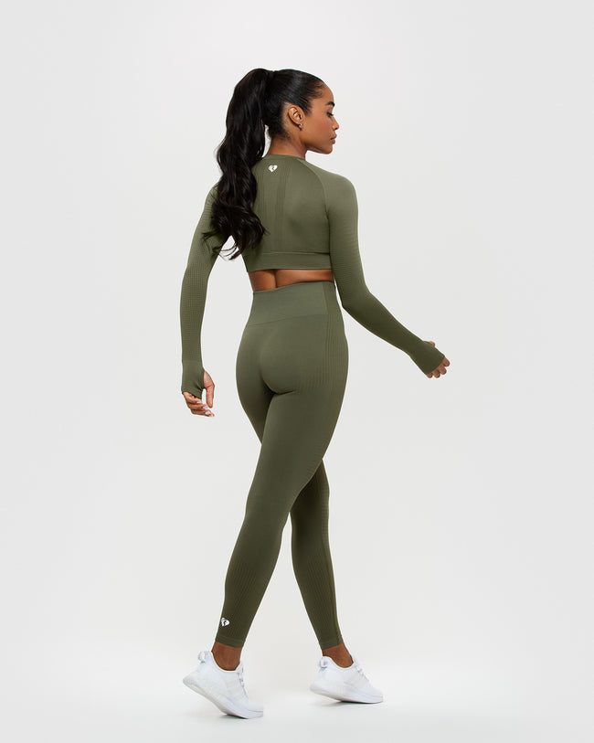 Khaki Seamless Crop Top for Women | Women's Best