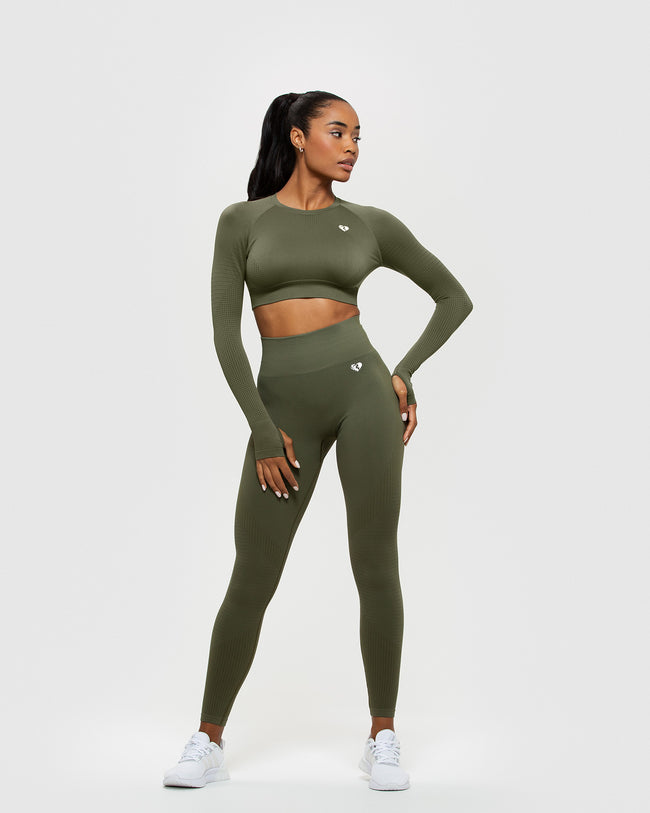 Khaki Seamless Crop Top for Women | Women's Best