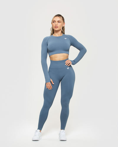 Power Seamless Long Sleeve Crop Top - Black