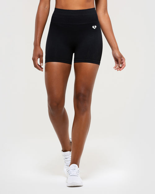 Power 9 Biker Shorts - Ultra Black Camo Print, Women's Shorts + Skorts