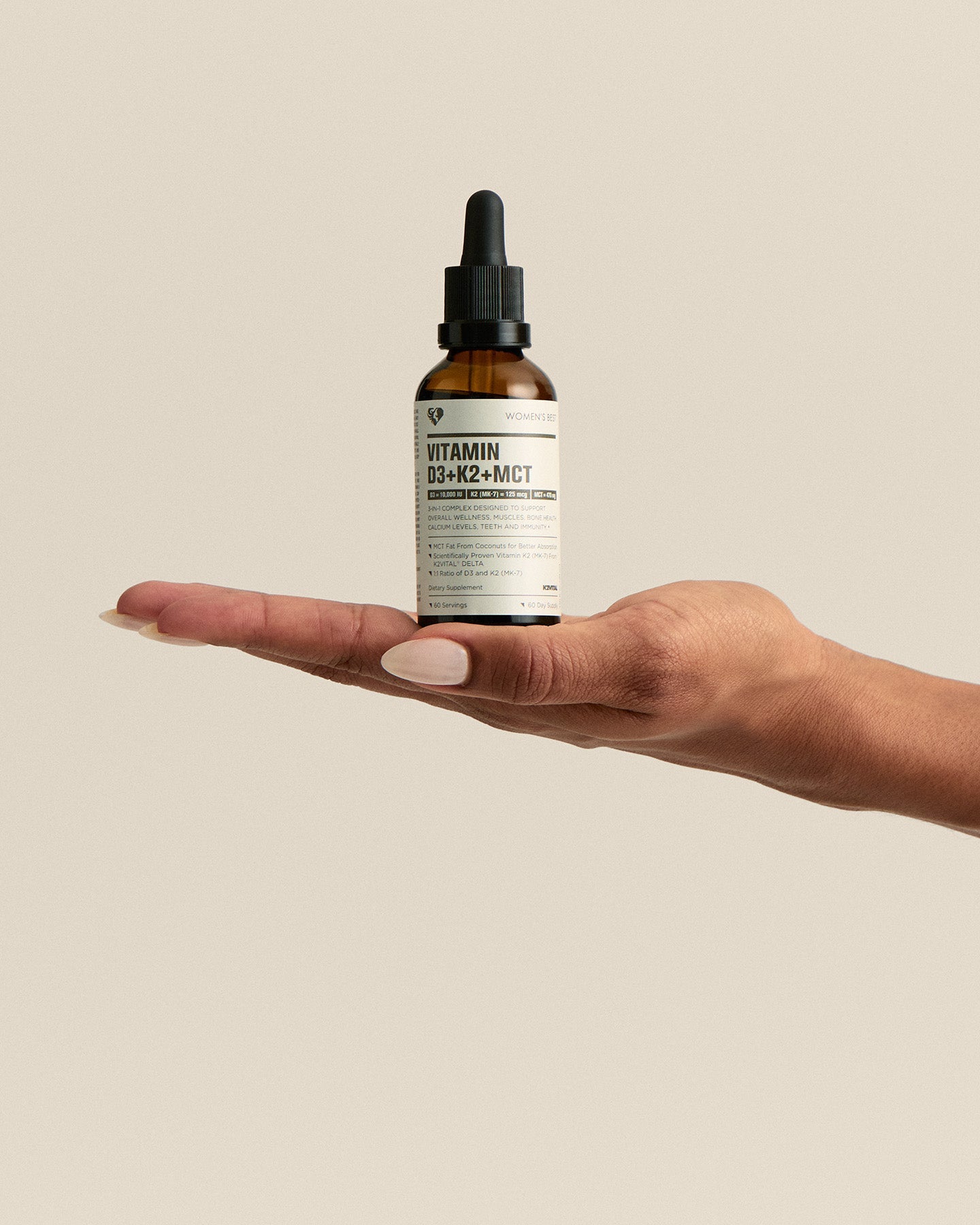 Vitamin D3 + K2 + MCT Liquid Drops (10,000IU)