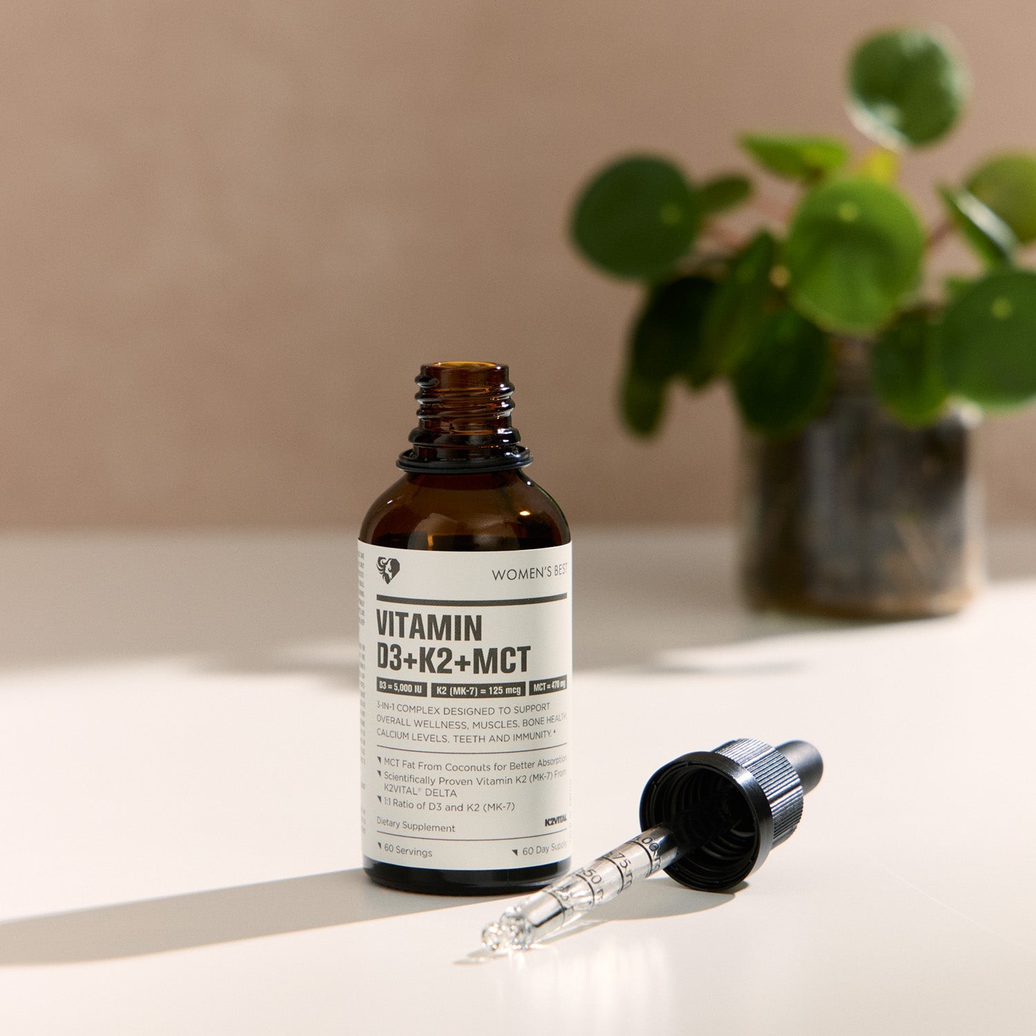 Vitamin D3 + K2 + MCT Liquid Drops (5,000IU)