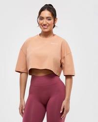 Comfort Oversized Cropped Short Sleeve T-Shirt | Clay