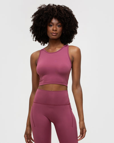 Columbia Training CSC Sculpt cropped tank top in burgundy Exclusive at ASOS