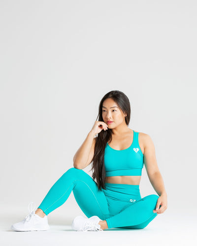 Turquoise Ruched Sports Bra