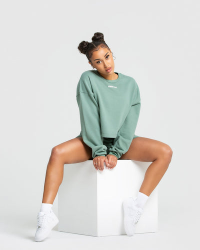 Comfort Cropped Crew Neck Pastel Green Women s Best
