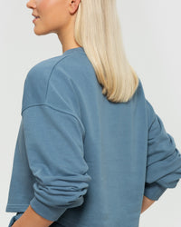 Comfort Cropped Crew Neck | Smoke Blue