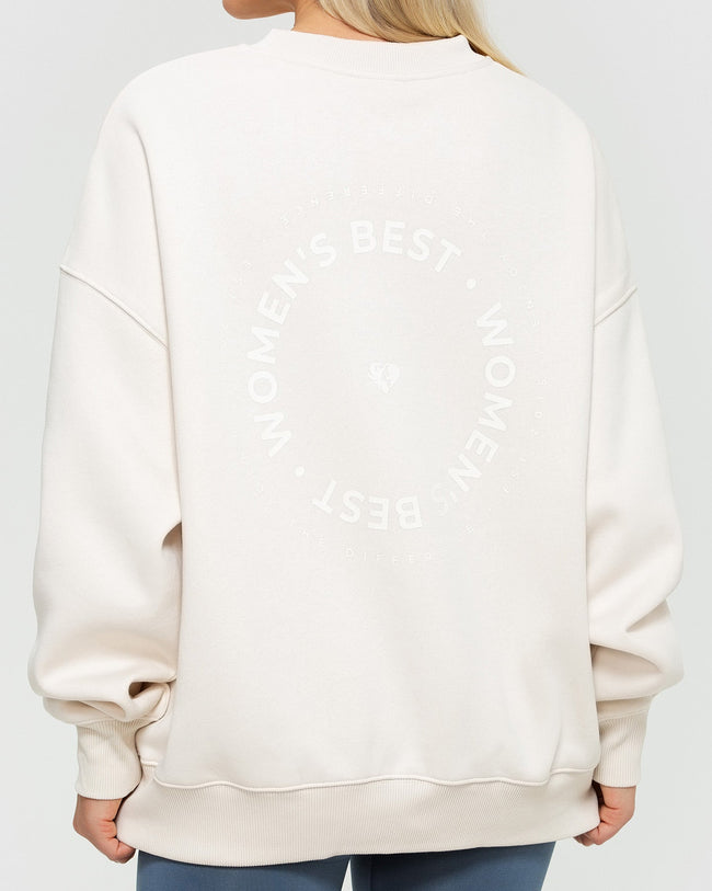 White oversized crew neck Clearance