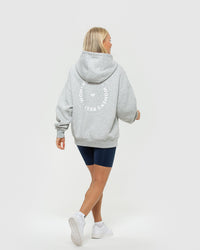 Comfort Oversized Graphic Hoodie | Silver Grey Marl