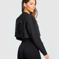 Comfort Oversized Cropped Long Sleeve T-Shirt | Black