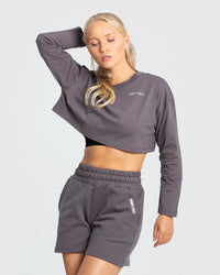 Comfort Oversized Cropped Long Sleeve T-Shirt | Charcoal