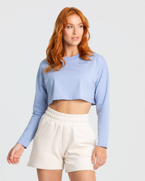 Comfort Oversized Cropped Long Sleeve T-Shirt | Powder Blue