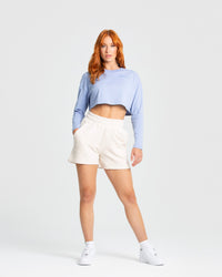 Comfort Oversized Cropped Long Sleeve T-Shirt | Powder Blue