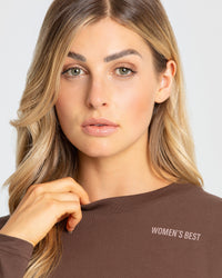 Comfort Oversized Cropped Long Sleeve T-Shirt | Walnut Brown