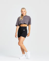 Comfort Oversized Cropped Short Sleeve T-Shirt | Charcoal