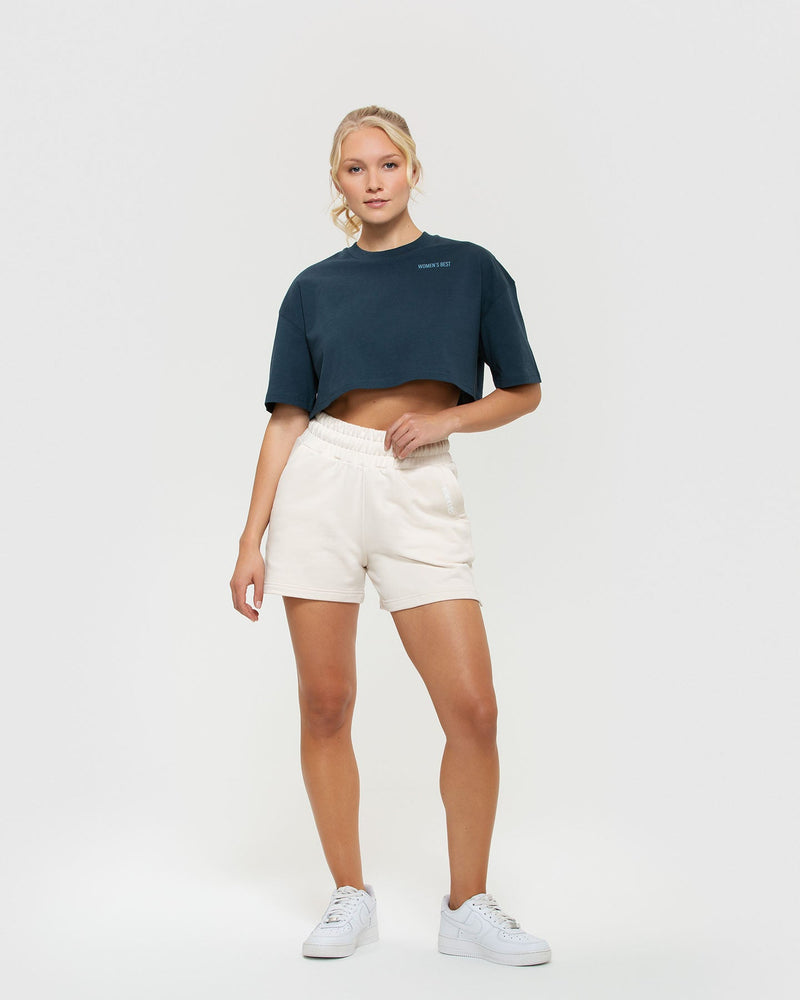 Comfort Oversized Cropped Short Sleeve T-Shirt - Sapphire Blue