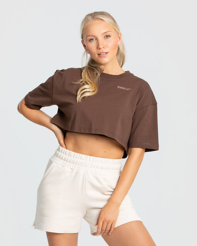 Comfort Oversized Cropped Short Sleeve T-Shirt | Walnut Brown