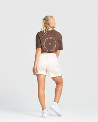 Comfort Oversized Cropped Short Sleeve T-Shirt | Walnut Brown