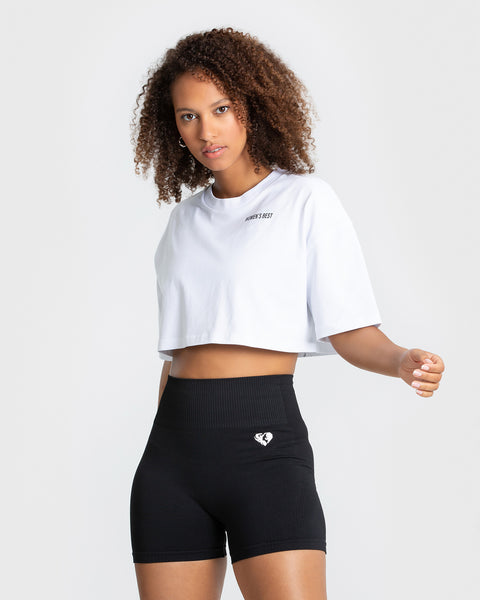 【CFCL】SHORT SLEEVE CROPPED TEE SHIRT Comfort Oversized Cropped Short Sleeve T-Shirt - White | Women's Best