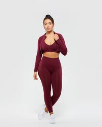 Define Seamless Crop Zip Jacket | Dark Cherry