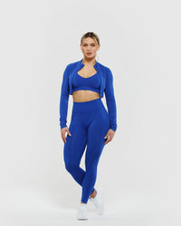 Define Seamless Crop Zip Jacket | Galactic Blue