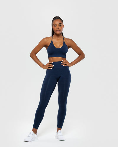 V3 Apparel Womens Seamless Scrunch Define Workout Leggings - Blue