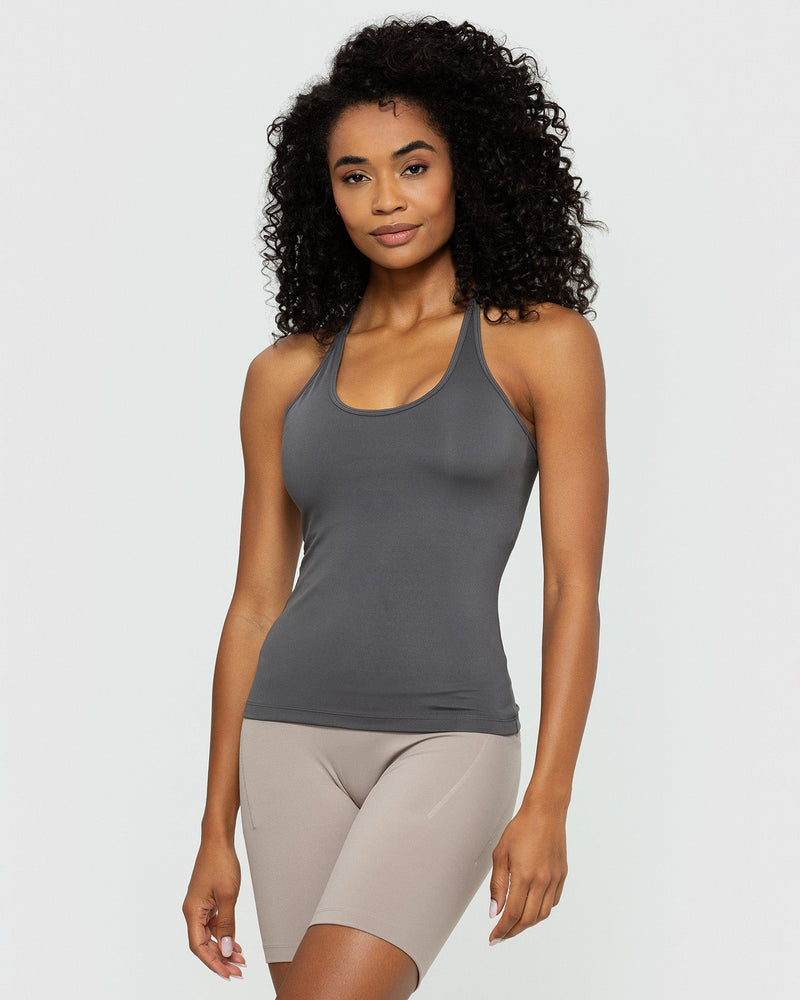 Women's ScoopNeck Tank with Bra in Graphite Women's Best US