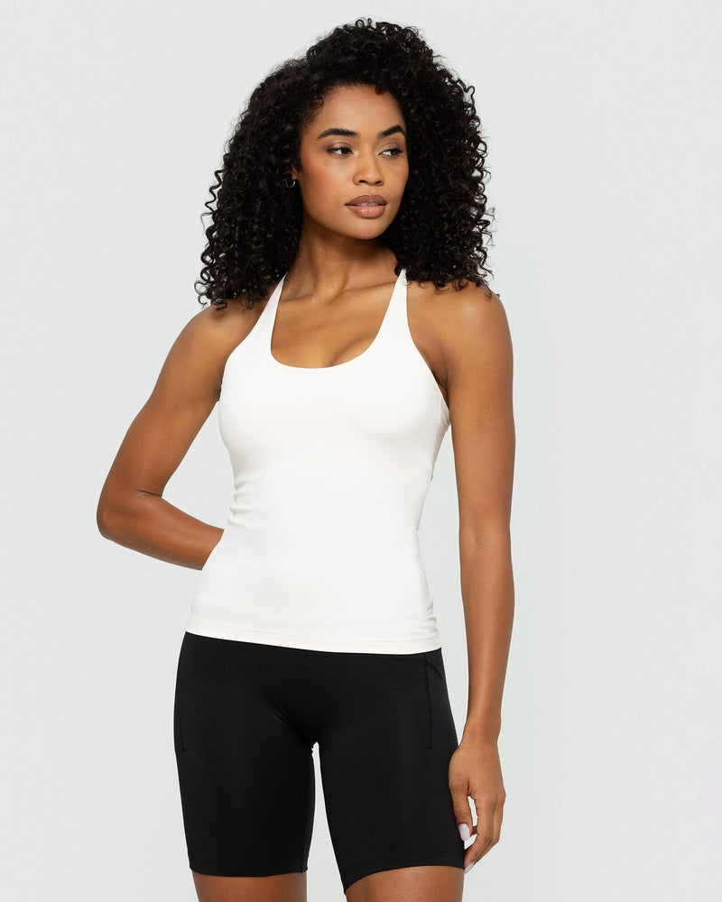 Sports Tank Top with Built-In-Bra - Off White | Women's Best US