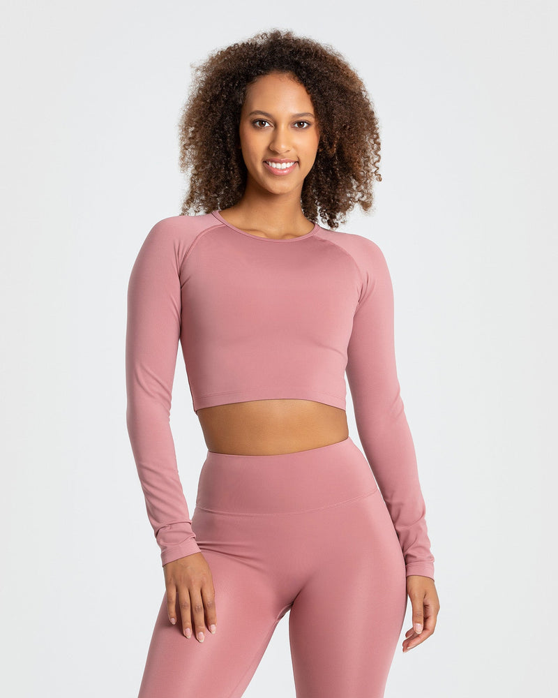Pink Cropped Long Sleeve Top - Dusty Pink | Women's Best US