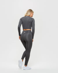 Essential Long Sleeve Crop Top | Graphite