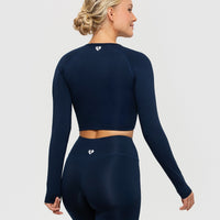 Essential Long Sleeve Crop Top | Sapphire Blue