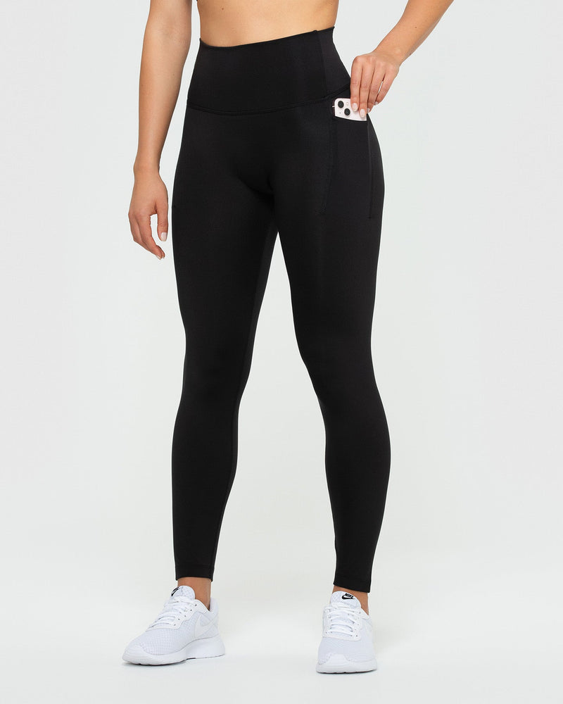 High-waisted sports leggings Classic Black with pocket